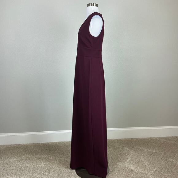Sachin & Babi Deep V-Neck Long Column Evening Gown Wine Red Size 4 Formal Dress - Picture 6 of 12
